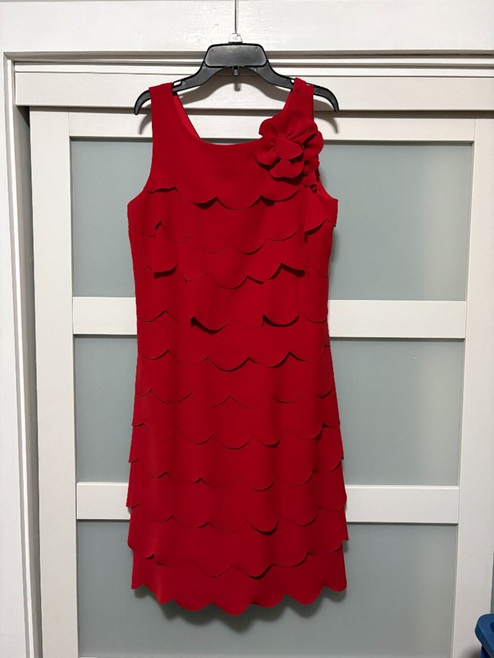 Julia Jordan Red Ruffle A line Cocktail Dress sz 12 Sleeveless Lined EUC